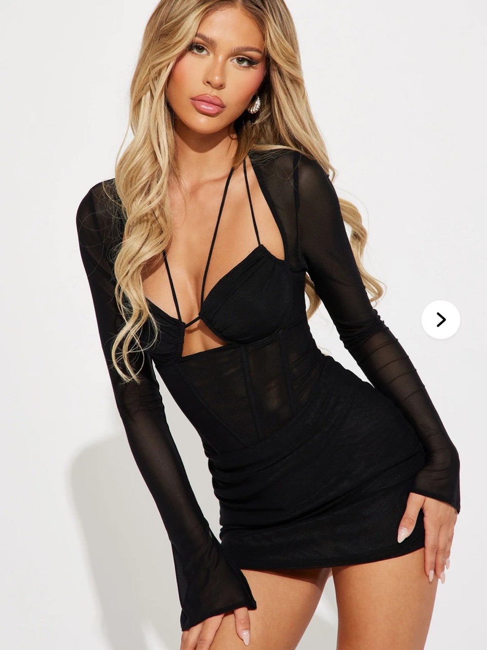 Fashion Nova Mesh Corset Mini Dress